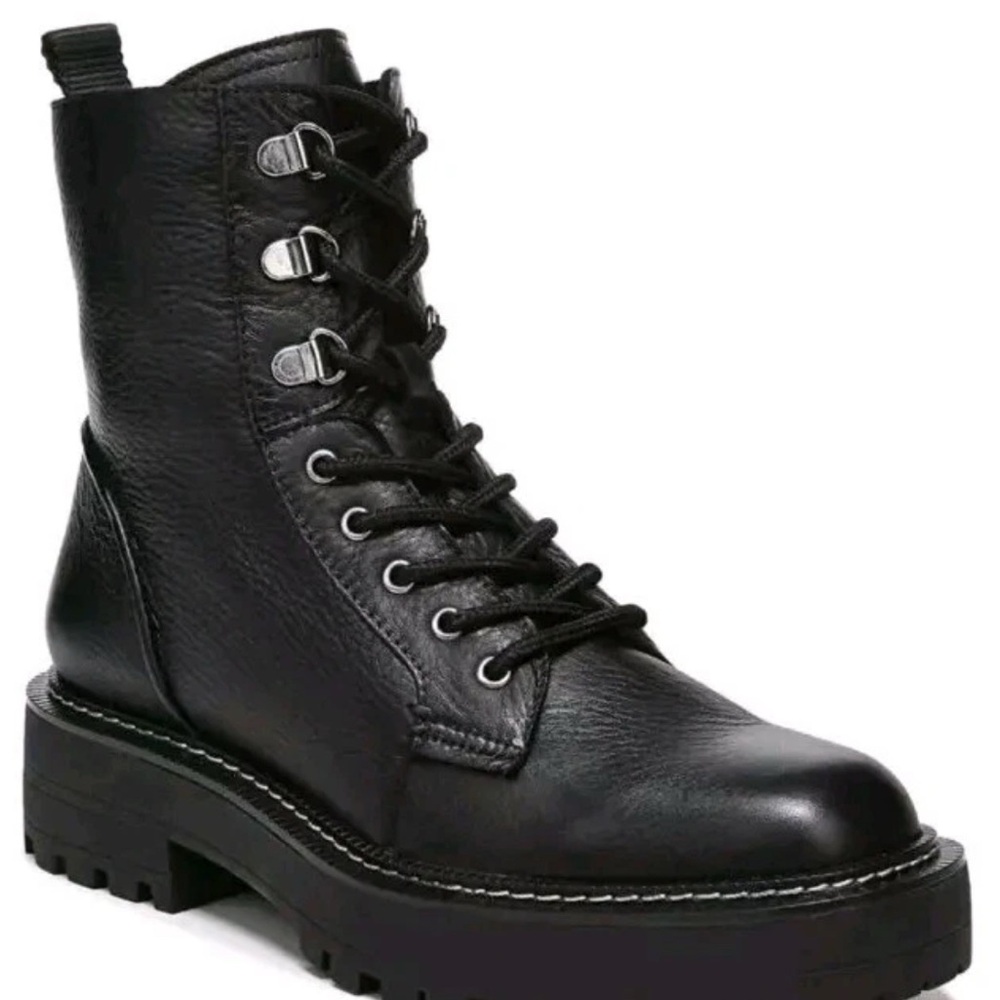 Sam Edelman / Women's Lue  Lugged Sole Black Leather Combat Boots Size 8 - Picture 8 of 10